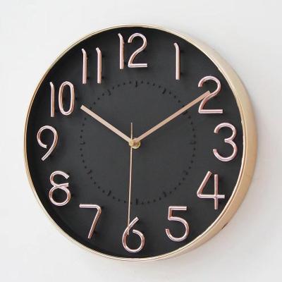 China Fashion antique plastic silent creative living room wall clock style number scale three-dimensional wall clock for sale