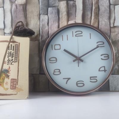 China Creative Round Minimalist Modern Antique Number Round Silent Metal Bedroom Living Room Clock Style Aluminum Wall Clock for sale