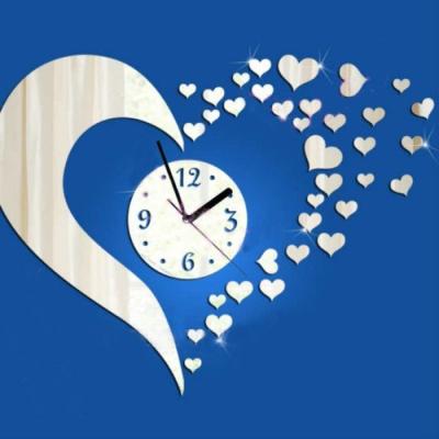 China Antique Style Custom Laser Cutting Decorative Acrylic 3D Heart Sticker DIY Wall Mounted Clocks for sale