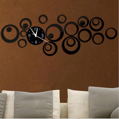 China Antique Living Room Decoration Large Diy Circle Style Acrylic Three-Dimensional Wall Clock Sticker for sale