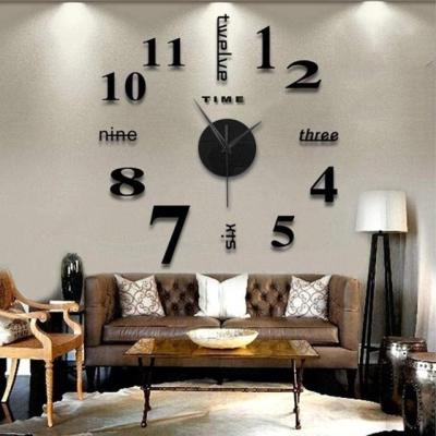 China Antique Style Digital Frameless Acrylic Modern Creative Diy 17 Inch Home Decorative 3D Wall Clock for sale