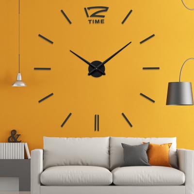 China Large Antique Design Style Wall Clock Living Room Deco 3D DIY Acrylic Mirror Clocks Home Hanging Watch Reloj de Pared for sale