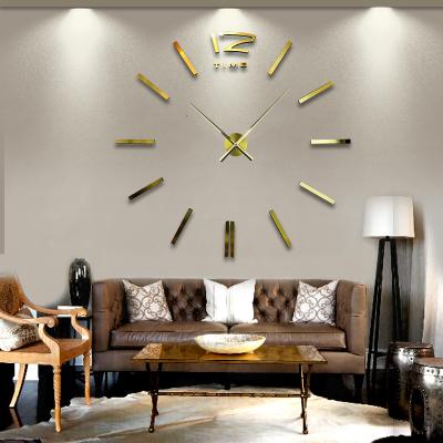 China Antique Style Living Room Home Office Deco Mute Digital Sticker Wall Clocks 3D Diy Frameless Wall Clocks for sale