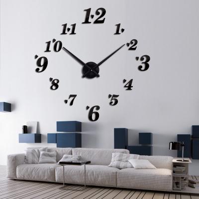 China Acrylic Luxury Antique Home Decor Needle Quartz Living Room Style Sticker Frameless Diy 3D Wall Clock for sale