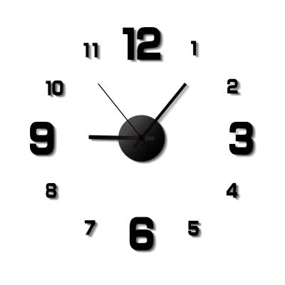 China Creative Fancy Digital Home Decor Mute 3D Antique Acrylic Stereo Alarm Clock Wall Sticker DIY Style Home Decor Wall Clock for sale