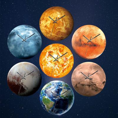 China 30CM Style Waterproof Wooden Moon Antique Creative Glowing Luminous Wall Clock for sale