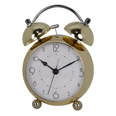 China 3.5inch Minimalist Home Decor Silent Movement Metal Double Bell Ringing Alarm Clock for sale