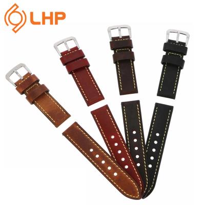 China Hot sale luxury leather bracelet leather imported retro camel oily leather black brown red color leather bracelet for sale