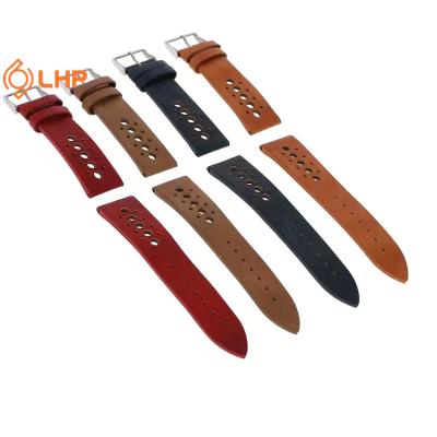 China Custom Made High Quality Oil Waxed Handmade Leather Strap Leather Strap 18mm 20mm Leather Strap for sale