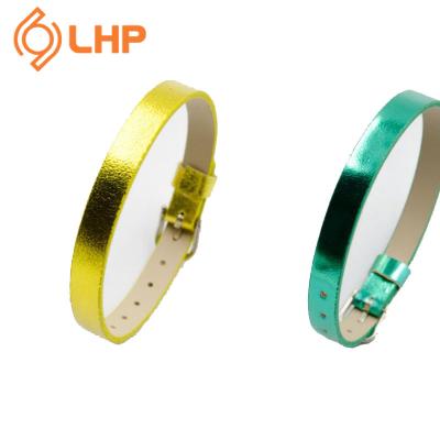 China Fashionable 21cm European and American bracelet, leather covered bracelet, metal leather bracelet for sale