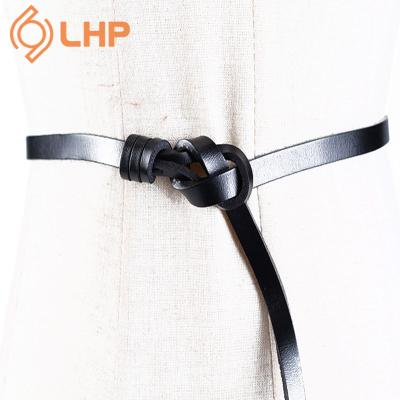 China Italy genuine leather imported fashion leather women's retro fashion belt dress jacket knotted waist belt for sale