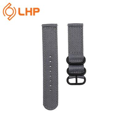 China Customized Men's High Quality Logo Camouflage Nylon NATO Leather Strap With Black Stainless Steel Buckle for sale