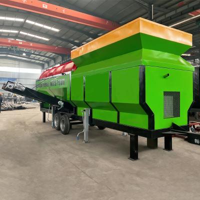 China Carbon Steel MTS1550 Heavy Duty Mobile Trommel Screen Drum Sieve 9400*2200*2900MM for sale