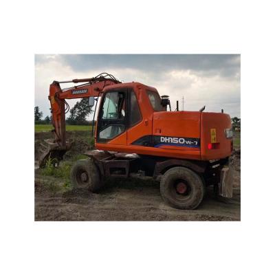 China Hotels Used Wheel Excavator Doosan DH150W-7 15 Ton Hydraulic Tire Excavators for sale