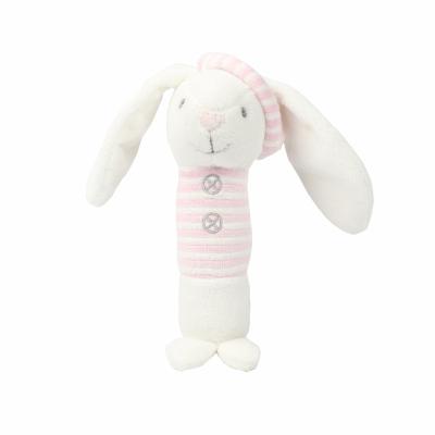 China Pink Eco-Friendly Plush Bunny Rattle Toy Infant Baby Education Rattle For Baby Gift for sale