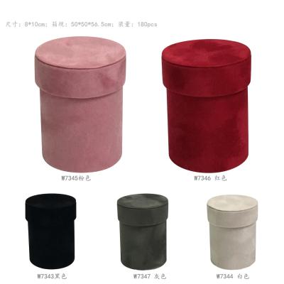 China Recyclable 10cm Mini Round Velvet Flower Box for Rose Floral Flower Package Gift box for sale