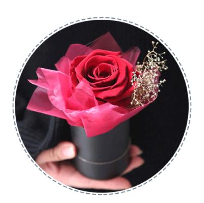 China Mini Round Flower Box Eternal Custom Recyclable Preserved Rose Can Flower Box Gift With Packaging Bag for sale