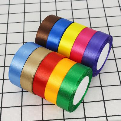 China Sustainable 2.5cm Polyester Ribbon Gift Wrapping Wedding Decoration Ribbon for sale