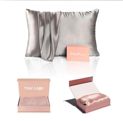 China Luxury Anti-Static Mulberry Silk 6A Pillowcase Set 19 22mm Organic Silk Pillow Case And Eye Mask With Gift Box for sale