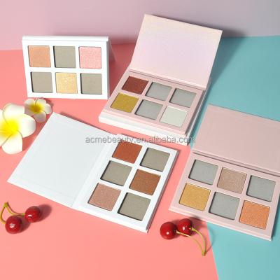 China Private Label DIY 6 Color Waterproof Highlight Glow Professional Shimmer Makeup Highlighter Bar Palette for sale