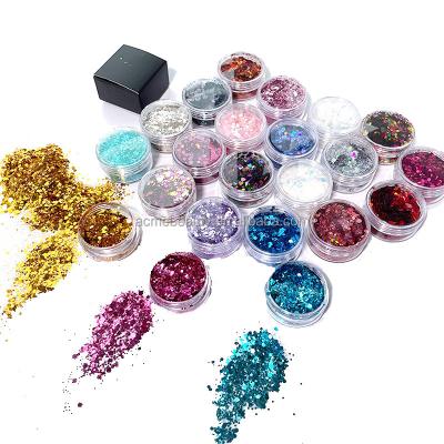 China Waterproof Makeup High Logo Loose Glitter Eyeshadow Custom 22 Colors Pigment Glitter Powder for sale