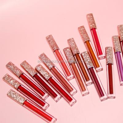 China Waterproof 17 Colors Diamond Shiny Waterproof Matte Metallic Lip Gloss Liquid Lipstick for sale