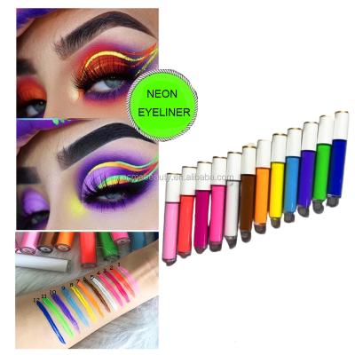 China Private Label Waterproof 12 Colors Waterproof and Long Wear Colorful Neon Quick Dry Liquid Eyeliner for sale