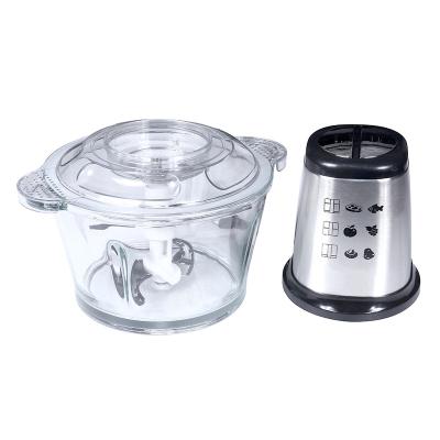 중국 Mixer Knob 1.5L Chopper Household Electric Minced Meat Mixer Machine Multifunctional Cooking Small Pot Glass Body 판매용