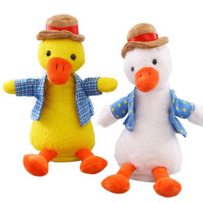 China Factory Price Soft Yellow Repeat Talking Ugly Hat Duck Plush Toys Singing And Recording For Kids for sale