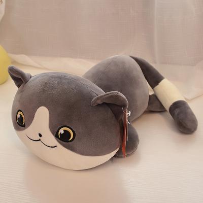 China Plush Cat Hugging Pillow Plush Toys Super Soft Brown Gray Kitten Stuffed Animals Toy for Home Office for sale