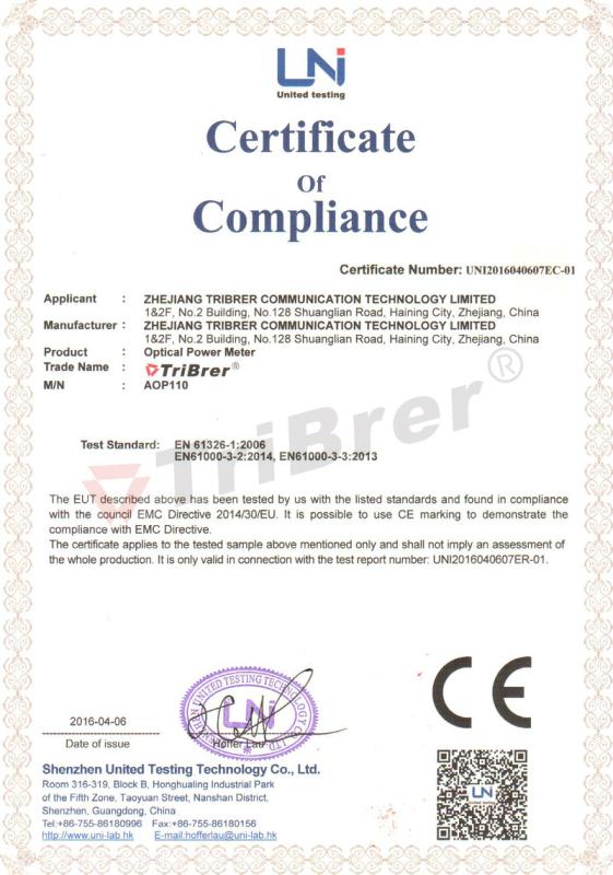 CE - Zhejiang Tribrer Communication Limited