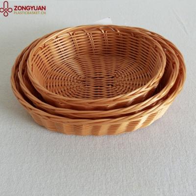 China 3 Tier Sustainable Durable Handmade Plastic Wicker Basket for sale