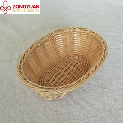 China Handmade Sustainable Plastic Bread PP Rattan Basket for sale