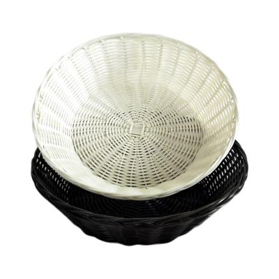 China Sustainable Traditional Design SGS Standard Handmade Plastic Wicker Round Basket for sale