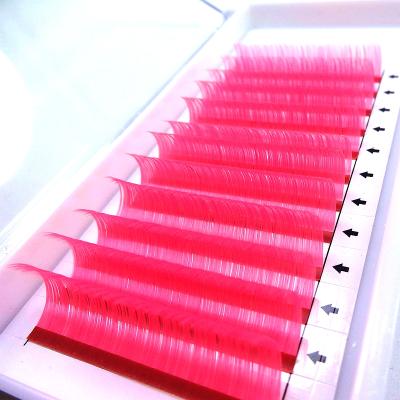 China Beautiful Natural Soft Colored Pink Eyelash Eyelash Red Individual Premium Quality Handmade Fashion Colored Colored Lashes for sale