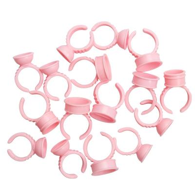 China Disposable Disposable Glue Ring Pink and Blue Plastic Glue Ring Holder Eyelash Extension Tools for sale