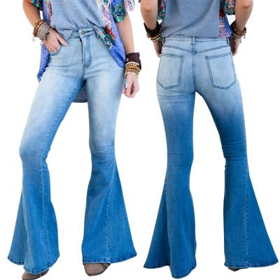 China Viable Top Selling High Waist Plus Size Blue Wide-Leg Denim Women Produce Denim Pants for sale