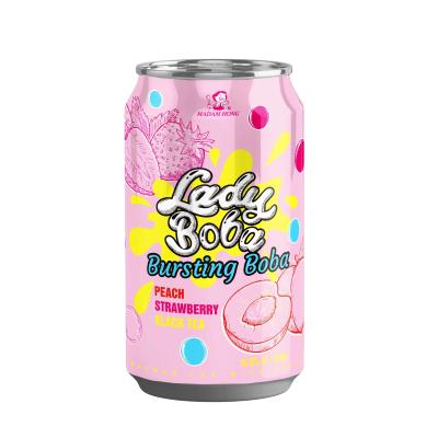 China Peach and Strawberry Bursting Boba Bubble Tea Product - 320ml - Wholesale Boba Tea and Bubble Tea Products zu verkaufen