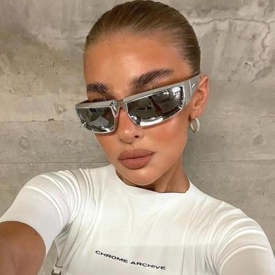 China Anti New Fashion Vintage Sliver Lens Future Technology Style Bicycle Steampunk Y2K UV Hip Hop Sunglasses for sale