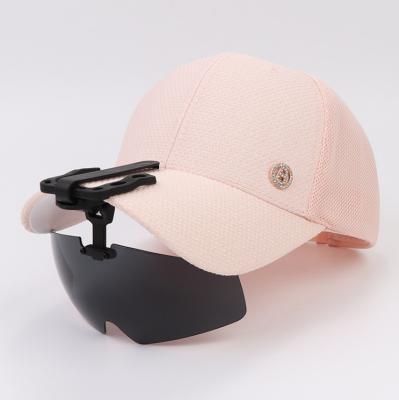 China New Custom Outdoor Polarized Lens Flip Sports Baseball Golf Clip Anti UV Promotion Shade Hat With Sunglasses for sale