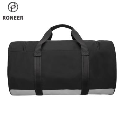 China Water Resistant Roneer Logo Large Capacity Custom Durable Fabricating Black Duffel Weekend Travel Bag for sale