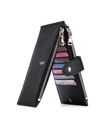 China Rfid Card Cases Unisex PU Leather Women Wallet Multi Bifold Wallet With Zipper Pocket Card Stand Carteiras Femininas 2021 for sale