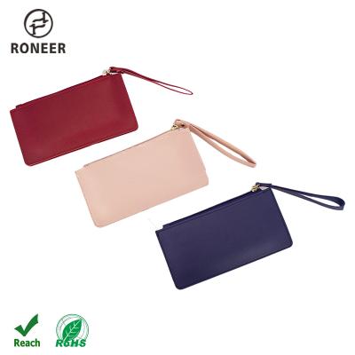 China RFID Blocking Wholesale Luxury Pink Color PU Clutch Leather Wallet RFID Blocking Women Wallets With Custom Logo for sale