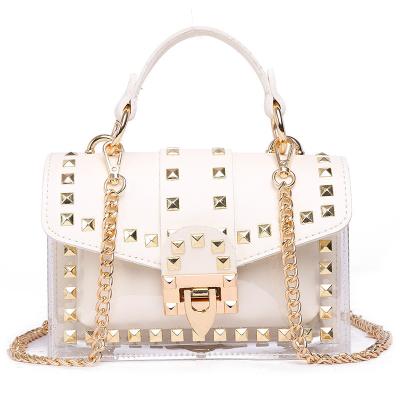 China Fashion Korean PVC Square Transparent Chain Ladies Bag Handbag Shoulder Cross - Body Clips Handbags For Ladies for sale