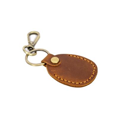 China Custom Leather Key Holder Waterproof Genuine Leather Car Key Chain Promotion Gift Key Ring Circle Key Ring Holder for sale