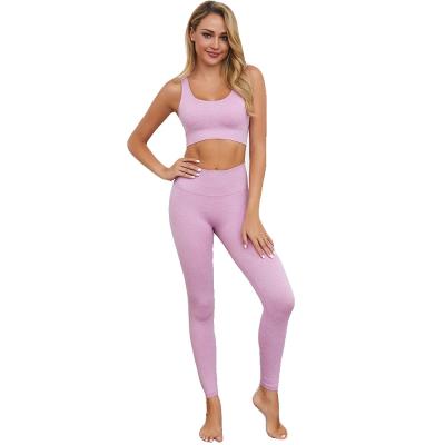 China 2021 Fashion Breathable Summer Seamless Fitness Sets Sportswear Gym Yoga Set Women Workout Clothing for sale