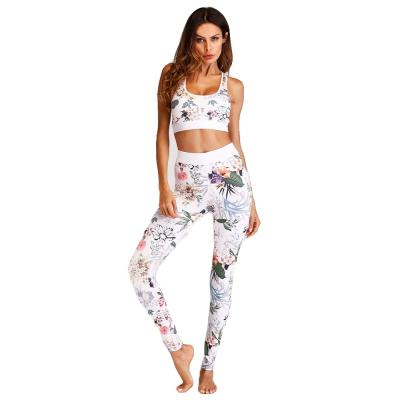 China 2021 Breathable Yoga Tops Bra Sports Wear Gym Wear Set Women Fitness Yoga Wear Set Printed Set for sale