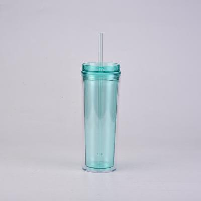 China Wholesale Lean Sustainable Plastic Acrylic Reusable Water Tumblers Transparents 16oz Tazas Transperant Cups With Straw for sale