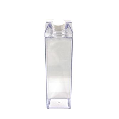 China Wholesale Bpa 500ml 1000ml Square Bottles Eco Viable Plastic Clear Clear Acrylic Milk Carton Water Bottle for sale