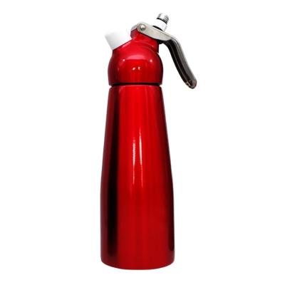 China Sustainable aluminum whipped cream dispenser 500ml with aluminum lid and 3 plastic decorating tips for sale